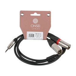 Onsei ON-Y32110 Καλώδιο σήματος 2 x 3-pin XLR Αρσενικό - 3,5mm mini Jack Stereo 1m